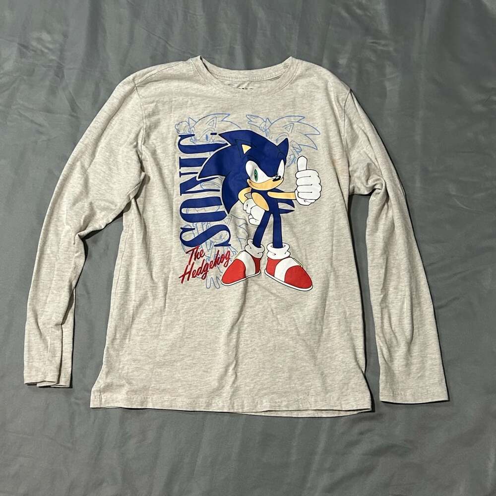 Sonic The Hedgehog Size 2XL Long Sleeve Graphic Shirt Grey